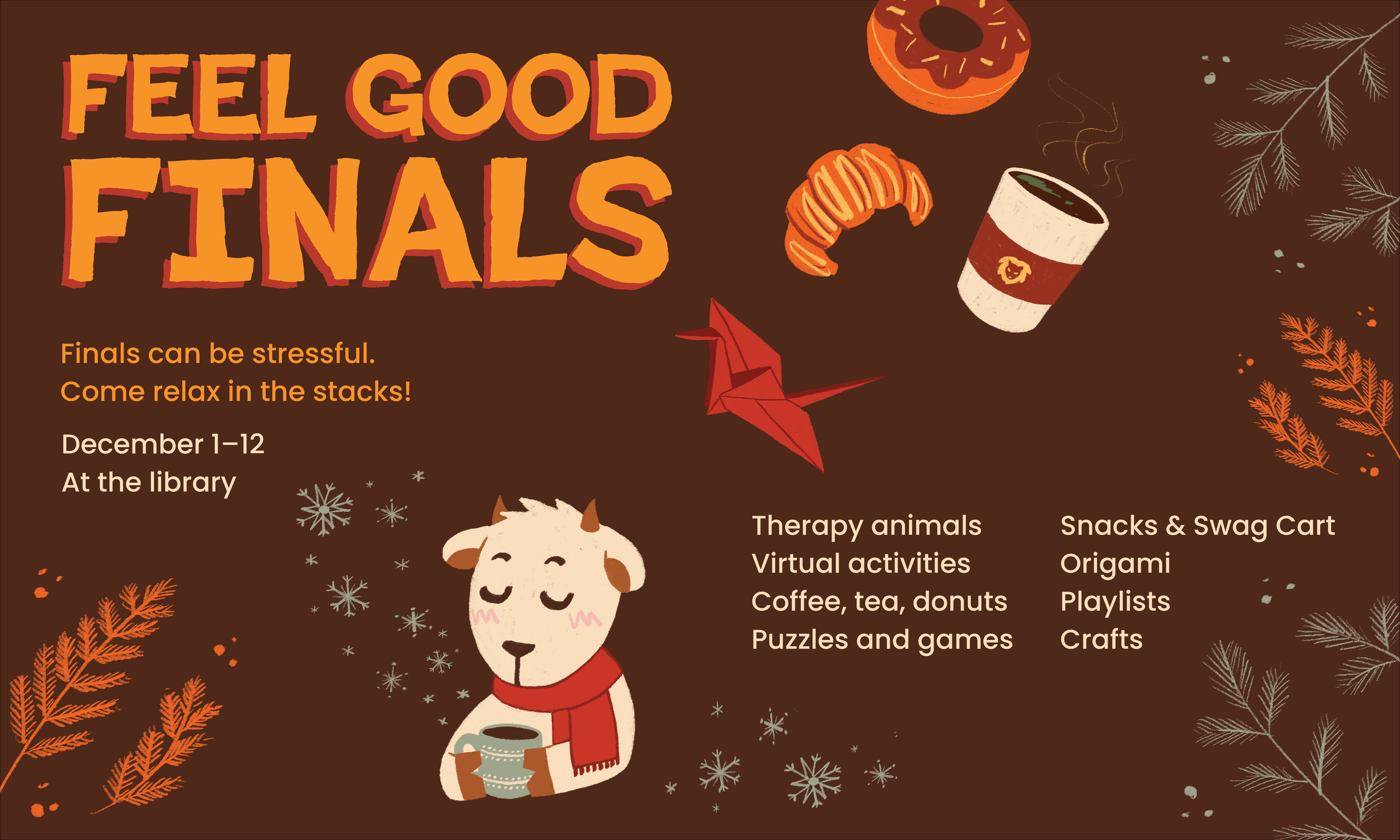 Draawing of goat sipping hot chocolate